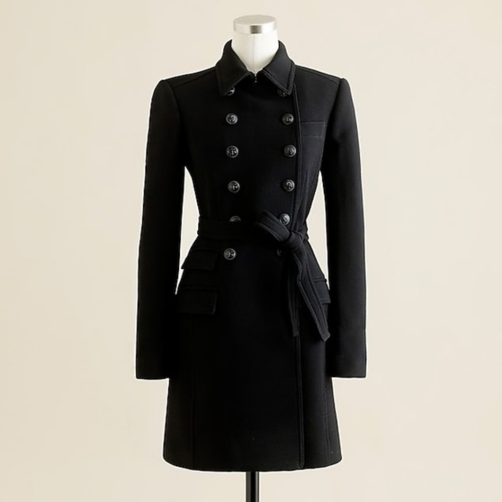 J Crew Double Cloth Townhouse Trench Coat Black 6P